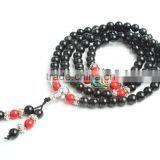 8mm Black Obsidian and Cinnabar 108 Mala Beads Buddhist Prayer Beads thumbnail-3