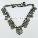 Victorian Coin Style Oxidized Plain Silver Necklace, Indian Silver Jewellery, Handmade Silver Jewellery