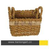 Eco-friendly wholesale handmade woven water hyacinth basket with handles