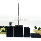Square Balck painting polyresin bathroom accessories set for bathroom