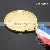 Blue White Red Color Ribbon Belt Custom Wholesale Celebration Souvenir Sports Meeting Blank Alloy Metal Gold School Medal thumbnail-3