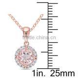 Sterling Silver Morganite and Diamond Halo Earrings Ring and Neckalce Jewelry Set thumbnail-4