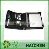 Black Leather Zippered 3 Ring Binder / Folder / Portfolio thumbnail-4