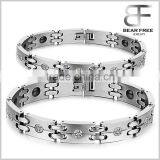 Fashion Accessories Energy Stainless Steel Magnetic Couples Lovers Bracelets With Cubic Zirconia Inlaid thumbnail-1