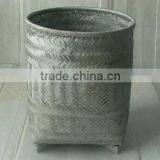 Silver Color Bamboo Laundry Basket With Leg
