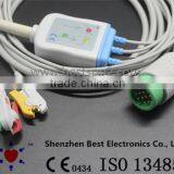 Medtronic/Physio-control 12pin ECG Cable and Leadwires With 3 Leads, IEC With Grabber