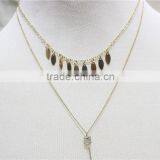Gold Simple Smooth Surface Leaf Pendant Necklace Goldtone ArrowSparkle Diamond Necklace Y Necklace 2016 Fashion Style Wholesale thumbnail-2