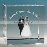 Romantic Clear Engraved Crystals Love Cube For Wedding Table Decoration