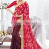 Sweet Red Viscose Georgette Saree/indian designers saree online shopping