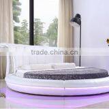 Bisini White Leather LED Round Bed, Luxury LED Round Bed thumbnail-2
