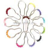 CALABASH PEARLS Shower Curtain Hooks Rings,Colorful Plastic Pearls Metal Bathroom Shower Curtain Hooks thumbnail-3