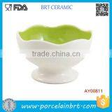 White and Green Entertaining Ceramic Pedestal Bowl