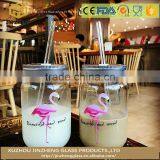 Straw Glass Cup Glass Mason Jar Juice Beverage Container thumbnail-1