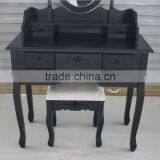 Elegant Black Dressing Table With Stool, 7 Drawers and 1 Oval Mirror thumbnail-4