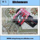 Handle Milk Whisk Quality Deluxe 3pcs Stainless Steel Egg Beater Whipping Cream - Mixing Batte thumbnail-1