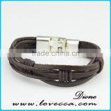 316L Stainless Steel Leather Bracelets for Men Braided thumbnail-2