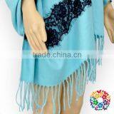 Aqua With Black Knitted Wool Shawl Collar Cardigan Women Fashion Scarve Wholesale thumbnail-2