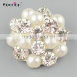 Vogue Hotsale Flower Rhinestone Pearl Button Pins for Garments WBK-1484 thumbnail-1