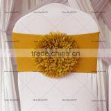 Chiffon Flower Handmade Gold/Blue/ Red/Pink/red Spandex Chair Bands Chair Bow Chair Sashes For Wedding thumbnail-2