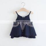 2017 Kids Summer Clothing Girls Cotton Double Layer Shirt With Paghetti Strap thumbnail-2