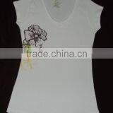 Women V-neck Cotton T-shirt thumbnail-1