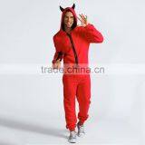 100% Cotton Adult Wholesale Zipper Onesie for Winter Plain Red Onesie thumbnail-1