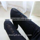 New Women's Fashion Straight Jeans Ripped Holes Female Long Term Mid Waist Cotton Washed Denim Pants thumbnail-4