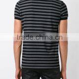 Black and Grey Cotton Mens Polo Collar Striped t Shirt for Sale thumbnail-3
