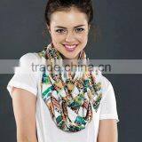Colourful Ikat Feather Pattern Infinity Scarf, Circle Scarf, Scarves, Tube Scarf, Spring - Fall - Winter - Summer Fashion