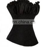 High Quality Black Floral Pattern Ruffled Top Sexy Corset Lingerie thumbnail-4