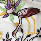 2017 Hot Selling Multi- Color Bird Pattern Embroidered Tulle Fabric for Daliy Life thumbnail-4