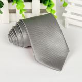 Extra Long Silver Polyester Woven Necktie Double-brushed Knit