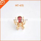 fancy spider gold brooch with red rhinestone