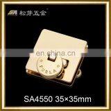 Metal Square Gold Plated Rotated Lock for Handbags thumbnail-1
