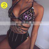 Women Diamond Sexy Bra Chain Female Splicing Jumpsuit Bikini Lingeries Beach Home Wear Costume thumbnail-5