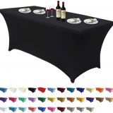 Spandex Tablecloths for 6ft Home Rectangle Rectangular Table Fitted Stretch Table Cover Black