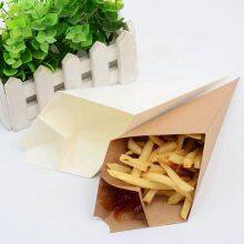 Disposable Kraft Paper White and Brown French Taper Fries Box Packaging Catchup for Restaurant thumbnail-1