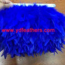 Dyed Blue Stripped Turkey Feather Fringe From China