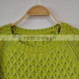 Pure Round Collar Pullover for Lady Olive Green Irregularity Lady Sweater thumbnail-3