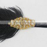 Black and Gold Vintage Feather Headpiece 1920s Flapper Feather Headband thumbnail-6