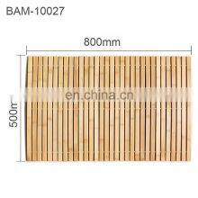 Environmental Friendly Natural Bamboo Shower Mat Non-slip Rubber Easy Drying Designed Bathroom Bamboo Floor Mat thumbnail-2