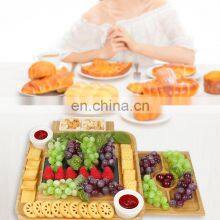 Bamboo Cheese Charcuterie Serving Tray Marble Platters Board With 3 Drawers thumbnail-5