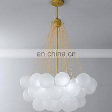 Hot Selling Modern Design Metal Industrial Frosted Glass Ball Lampshade Chandelier for Home Decoration Room LED Cloud Light thumbnail-2