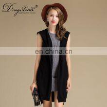100% Cashmere Women's Sleeveless Hooded Cardigan Sweater Knitted Long Anti-Wrinkle Autumn High Street OEM Service Available thumbnail-3
