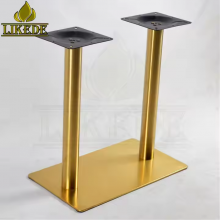 SS304 SS201 Double Column Leg Heavy Duty Adjustable Brushed Gold Stainless Steel Dining Table Base Modern Square Rectangle Chair thumbnail-3