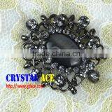 Lowest Price Jet Hematite Button Brooch Pin With Crystal, Crystal Pin Brooch With Rhinestone, Strass Brooch for Wedding Dress thumbnail-1