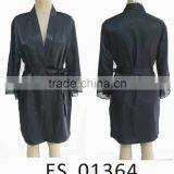 Comfortable Women Black Satin Lace Robe thumbnail-1