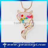 Fashion new arrival charms color crystal glass fox shape bottle pendant necklace P0012