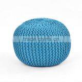 Natural Fibres Cotton Hand Made Knitted Pouf Footstool Bean Filled Foot Stool Pouf