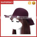 K-109 Girl Vintage Homburg Women Decorate Fedora Jazz Hats Flat Wide Brim Fedora Felt Hat thumbnail-5